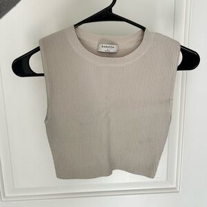 Babaton Cream Ribbed Cropped Tank (Aritzia)